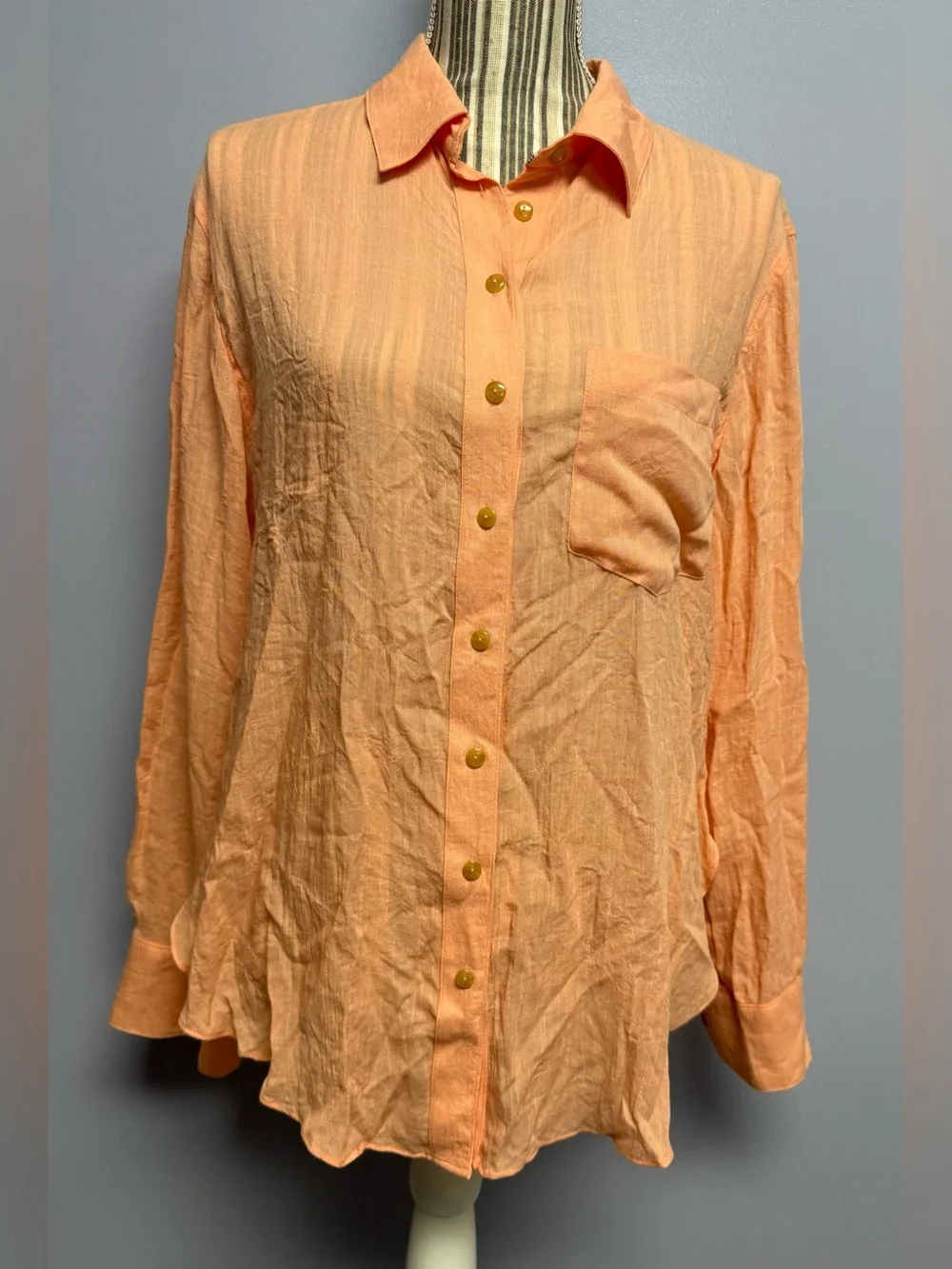 NWT Free People That’s a Wrap Button-Down orange Shirt size S